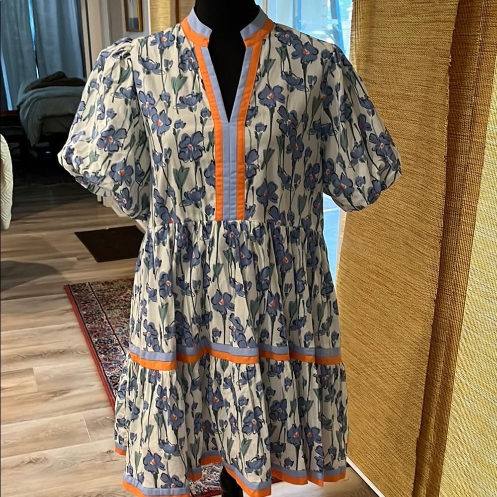 Floral Dress with Orange Accents